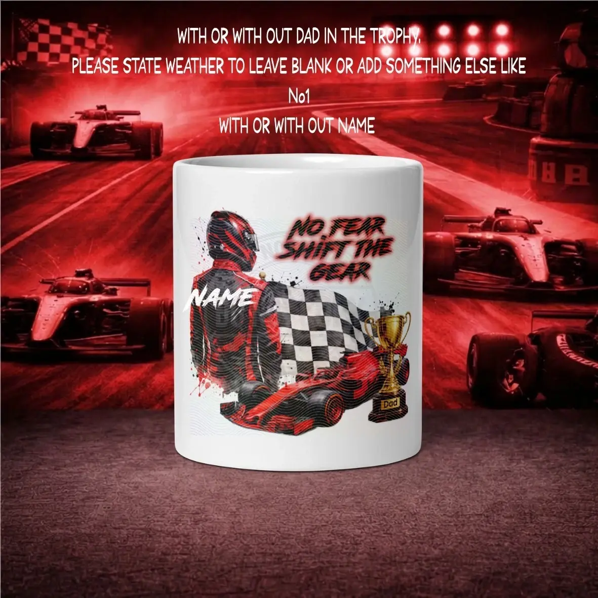 Personalised Race Driver Mug, Male Racer, 11oz mug, Multiple Colours name added
