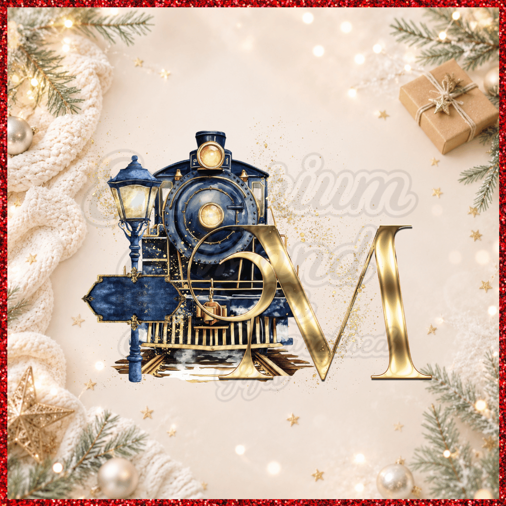 Personalised Initial Christmas Express Train Pyjamas – Blue