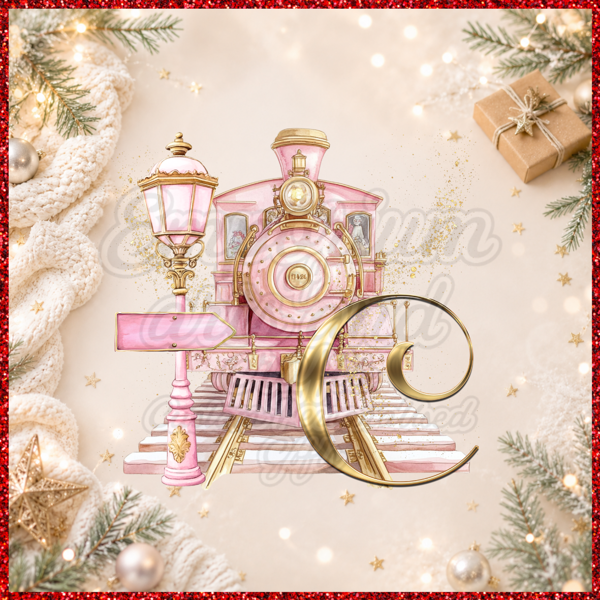 Personalised Initial Christmas Express Train Pyjamas – Pink