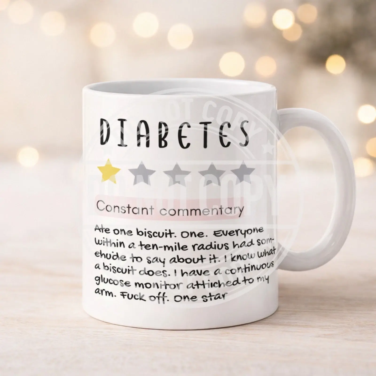 Funny Diabetes Gift 11oz Mug Add Name 1/5 Stars Rating 6 quotes