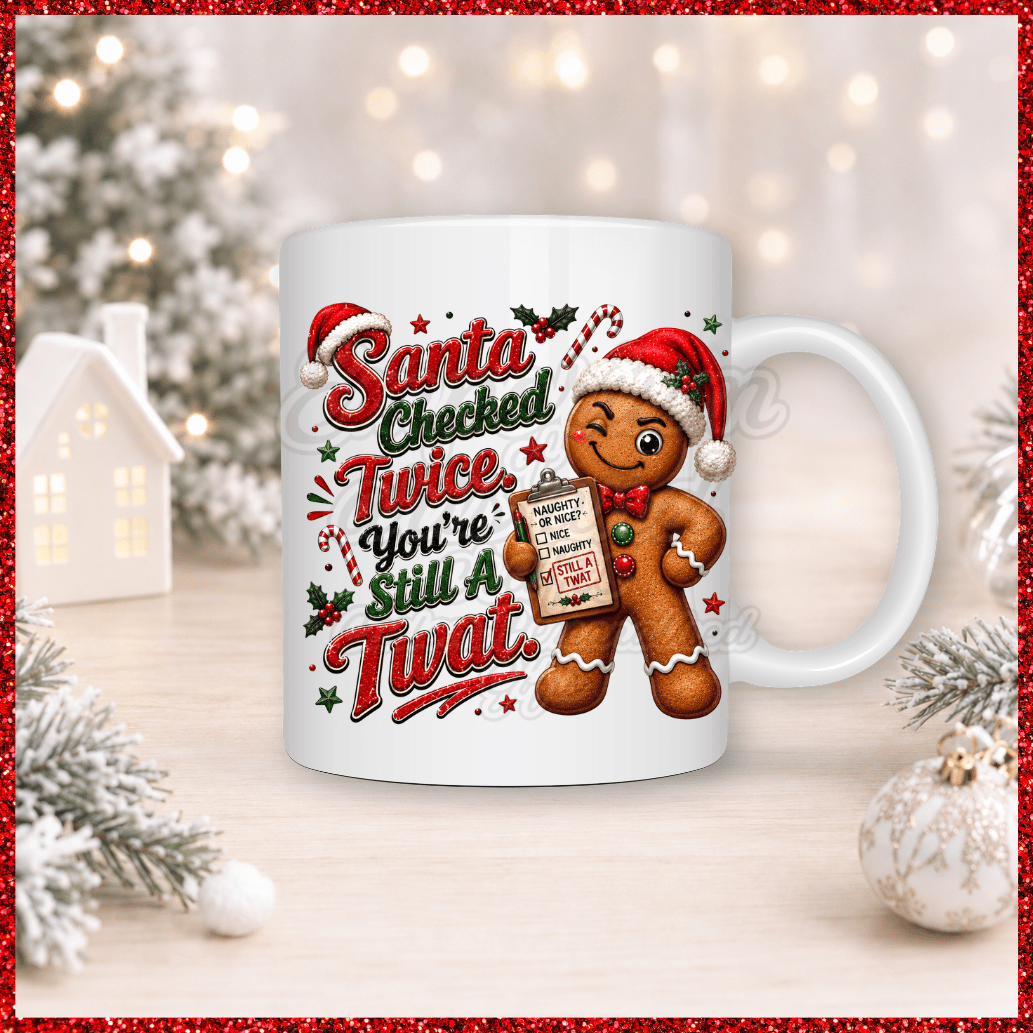 Funny & Rude Christmas 11oz Mug checked twice