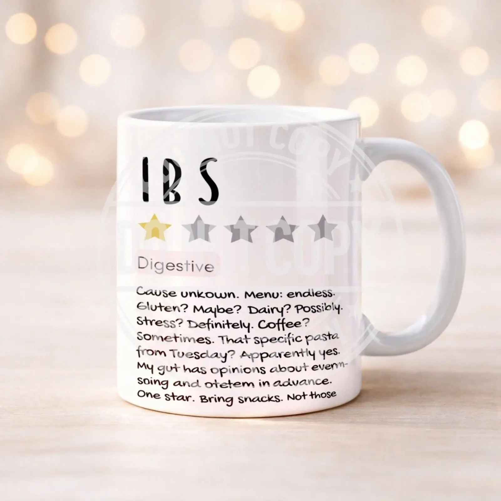 1 Star IBS Review Mug – 11oz – Joke Present – Add Name