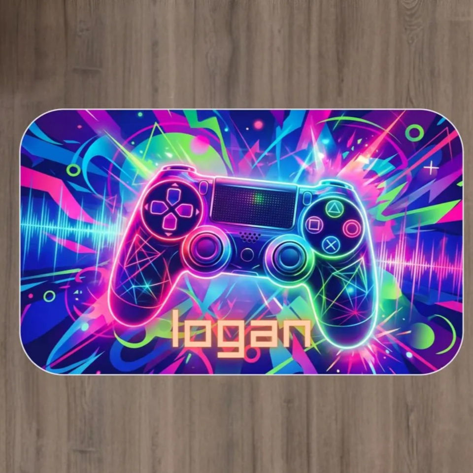 Personalised controller themed mouse mat pad for gaming designs with name Logan