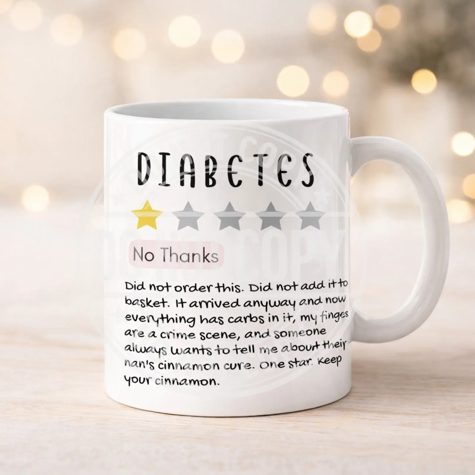 Funny Diabetes Gift 11oz Mug Add Name 1/5 Stars Rating 6 quotes