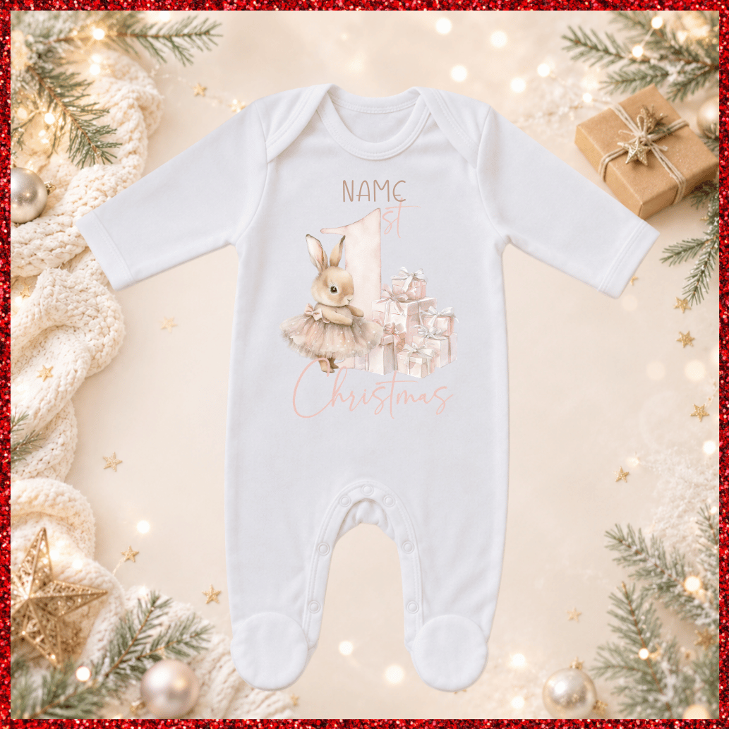 Personalised My 1st Christmas Baby Romper suit White