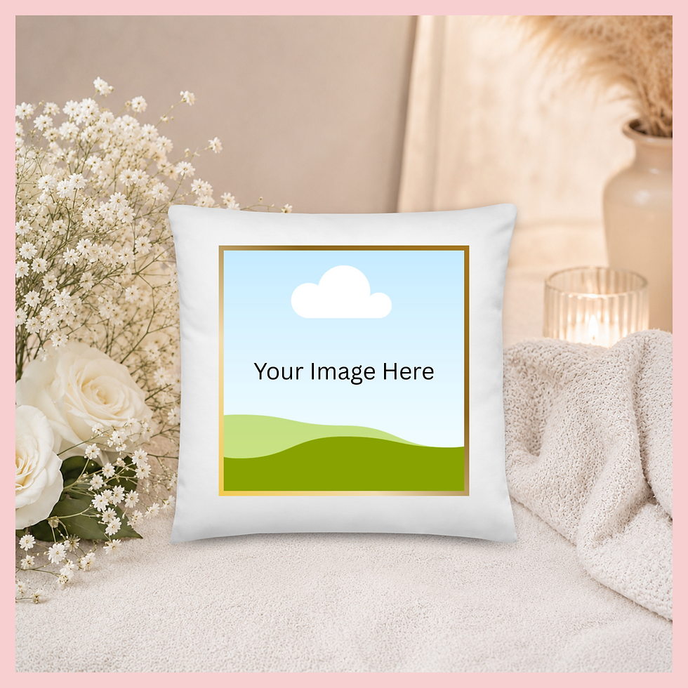 White pillow with custom image design placeholder