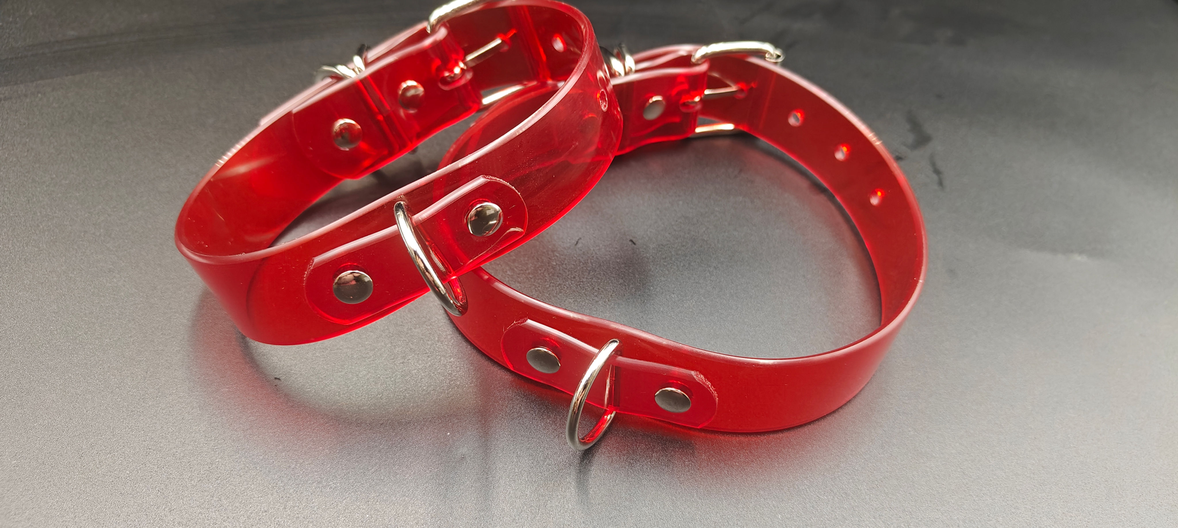 Vegan PVC Collar - Light Red