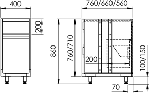 Modul s výklopným košom – nízky