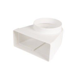 Miniatúra: Plastová redukcia 90° z okrúhleho na hranaté potrubie Ø 150 mm / 204x60 mm