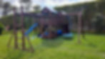 Miniatura: 3 torres, puente colgante y fijo, mesita picnic, tunel, resbaladero, columpios.