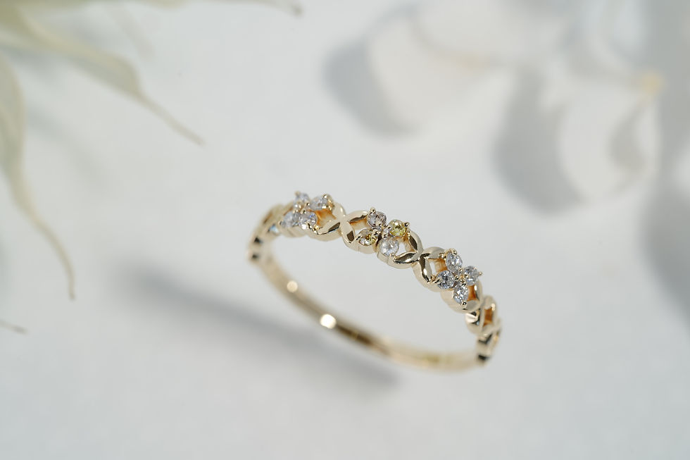 Thumbnail: K10YG Round Multicolor Natural Rose Cut Diamond Ring