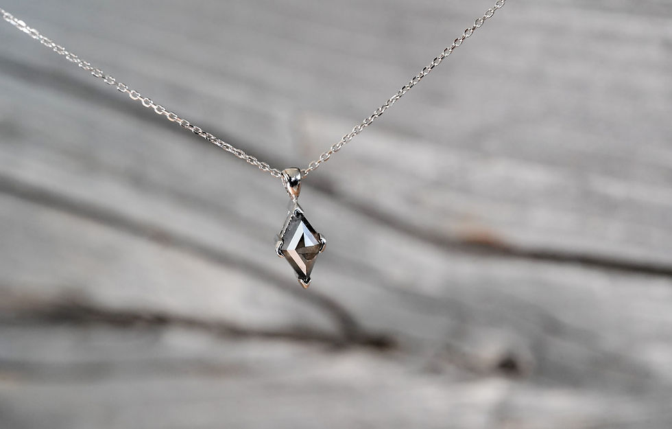 Thumbnail: K18WG untreated natural black diamond pendant