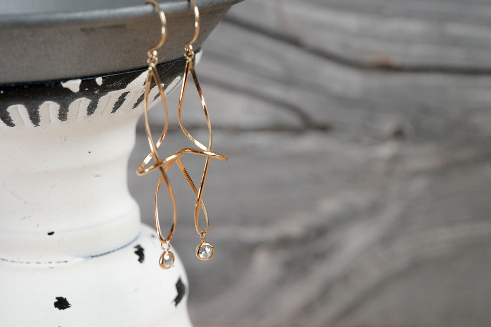 Thumbnail: “Swaying Elegance” Round Rose Cut Natural Diamond Earrings | K10YG