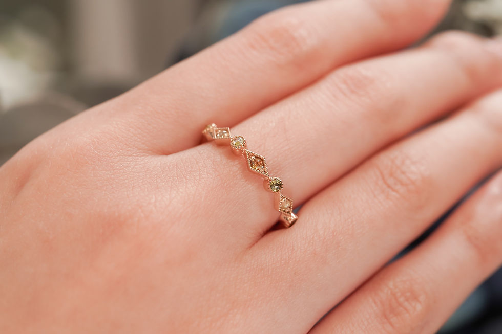 Thumbnail: K10YG Natural Diamond Ring: Multi-Color Rose-Cut with a "Rainbow Glow"