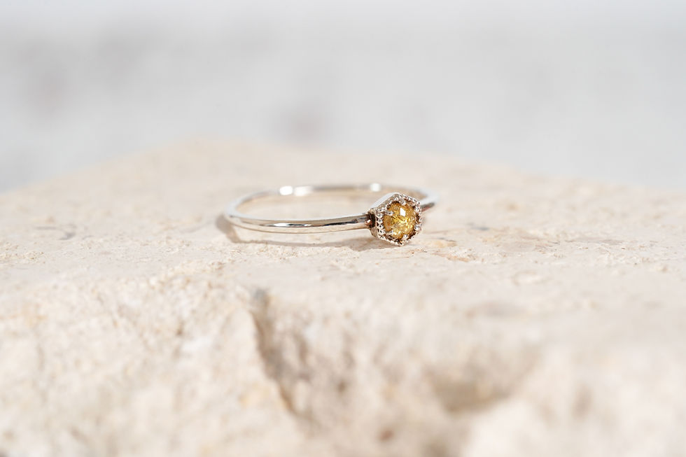 Thumbnail: Natural and Gentle Rose Cut Diamond Ring in Silver