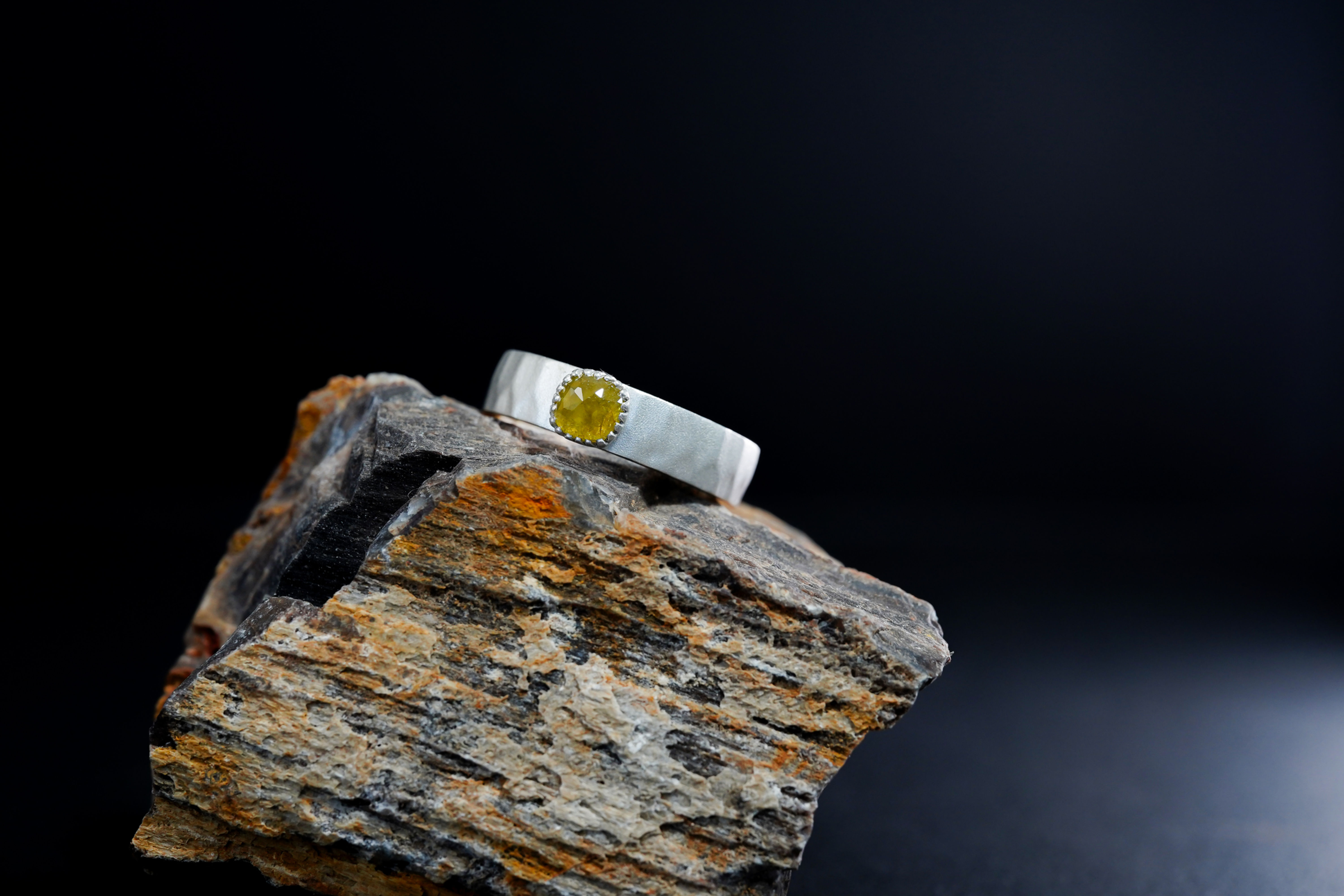 Silver Cushion Rose Cut Natural Diamond Ring