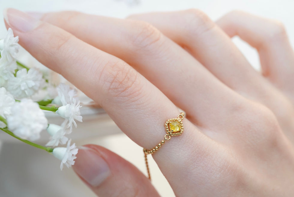 Thumbnail: K18YG Cushion Rose Cut Natural Diamond Chain Ring