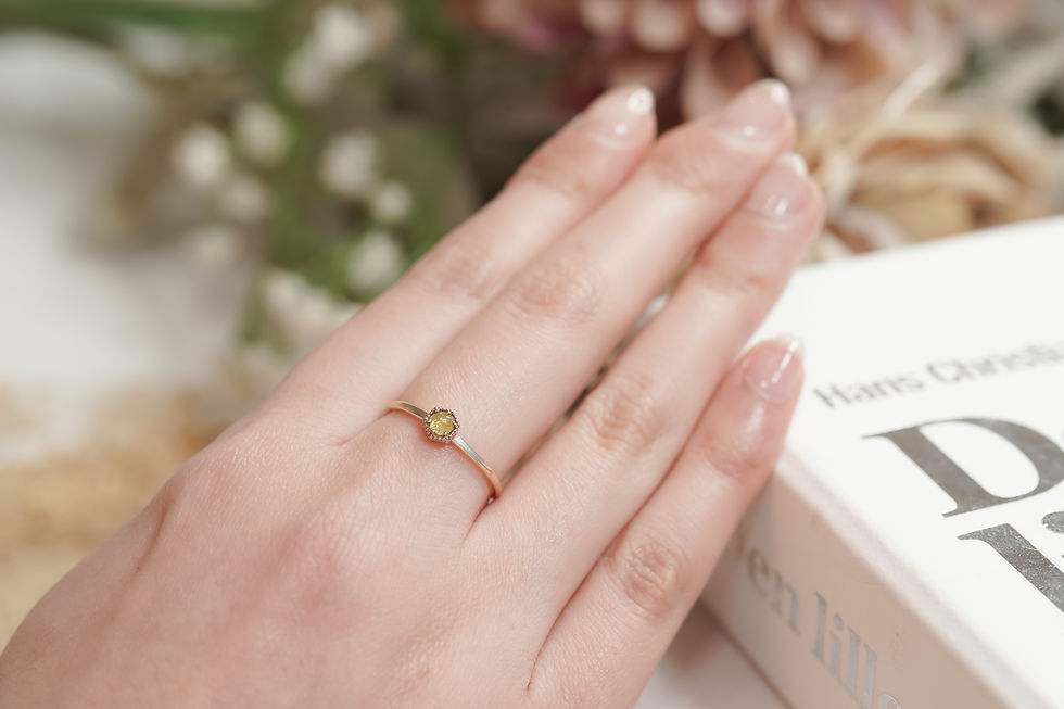 サムネイル： K10YG 「優しいきらめき」ローズカット 天然ダイヤモンド リング