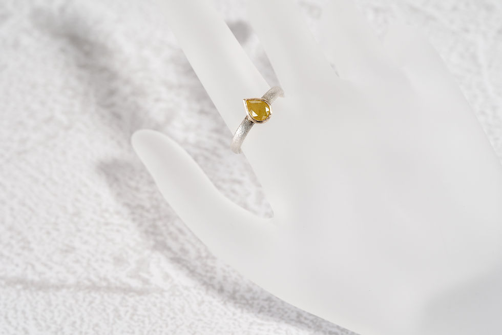 Thumbnail: K14YG & Silver Combination Pear Shape Natural Diamond Ring