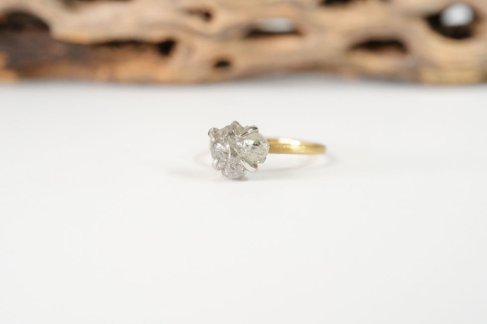 Thumbnail: K18YG/PT900 "Natural Brilliance" Uncut (Rough) Natural Diamond Ring
