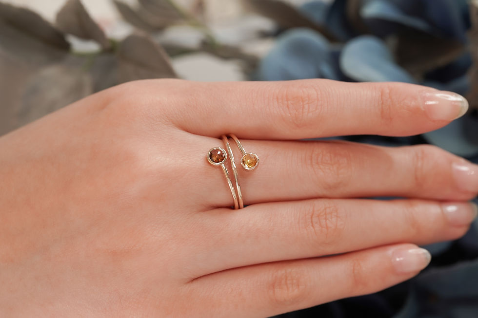 Thumbnail: K10YG "Duet of Light and Color" Natural Colored Rose-Cut Diamond Ring