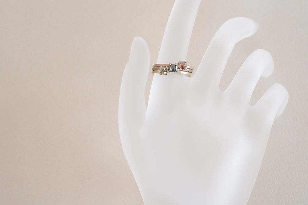 Thumbnail: K18WG Natural Color Rose Cut Diamond Ring