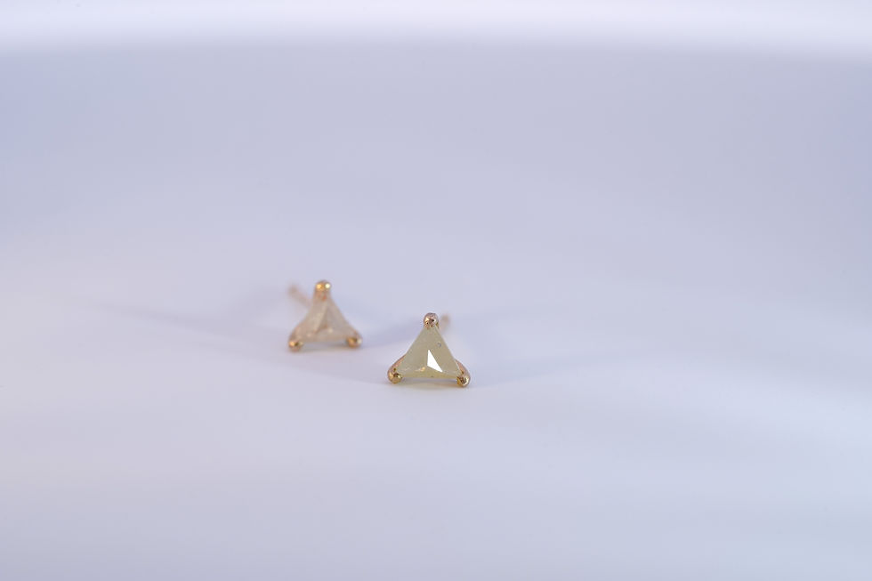 サムネイル： トライアングル ローズカット 天然ダイヤモンド ピアス | K18YG