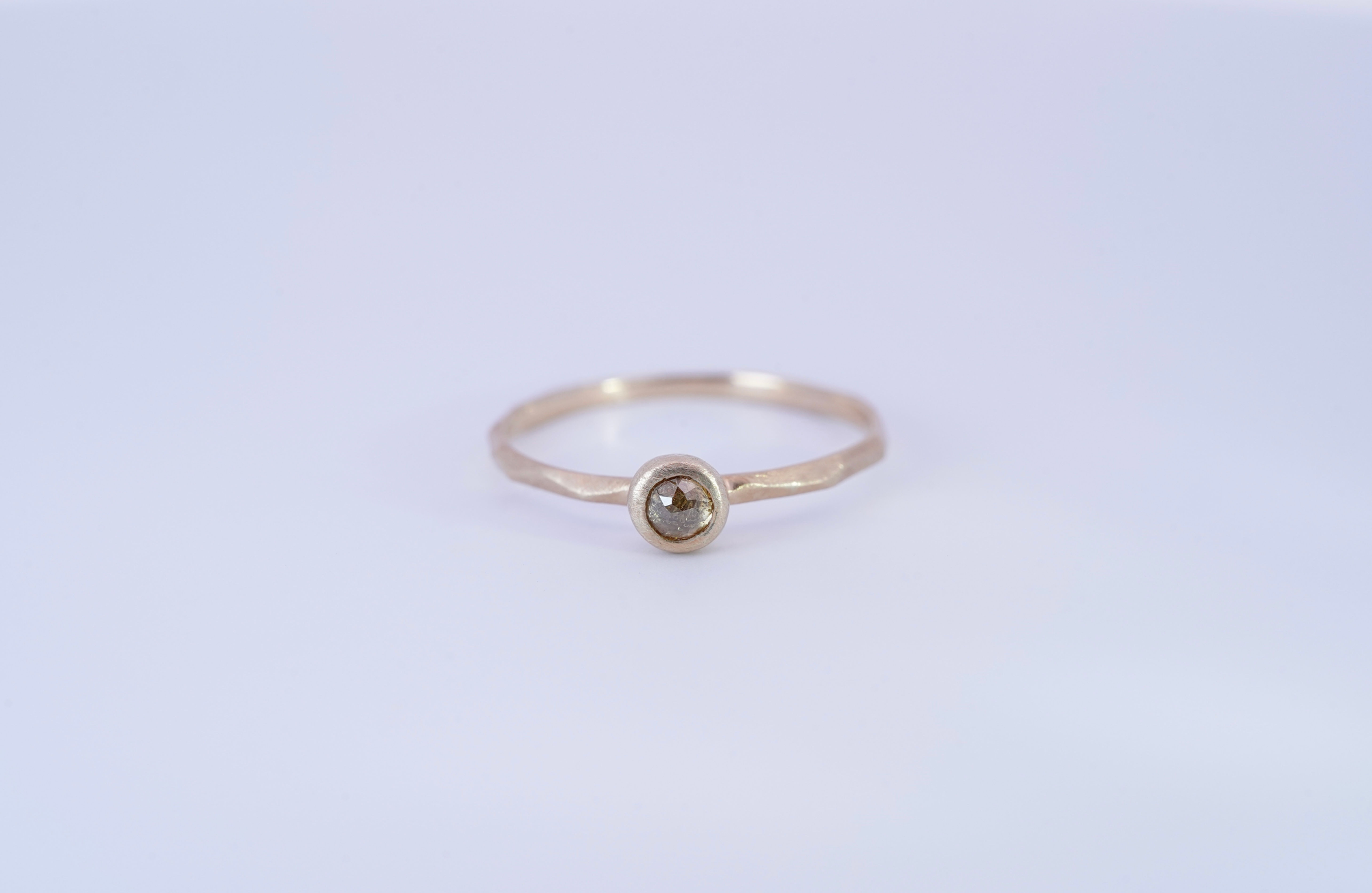 K10YG Matte Natural Color Rose Cut Diamond Ring
