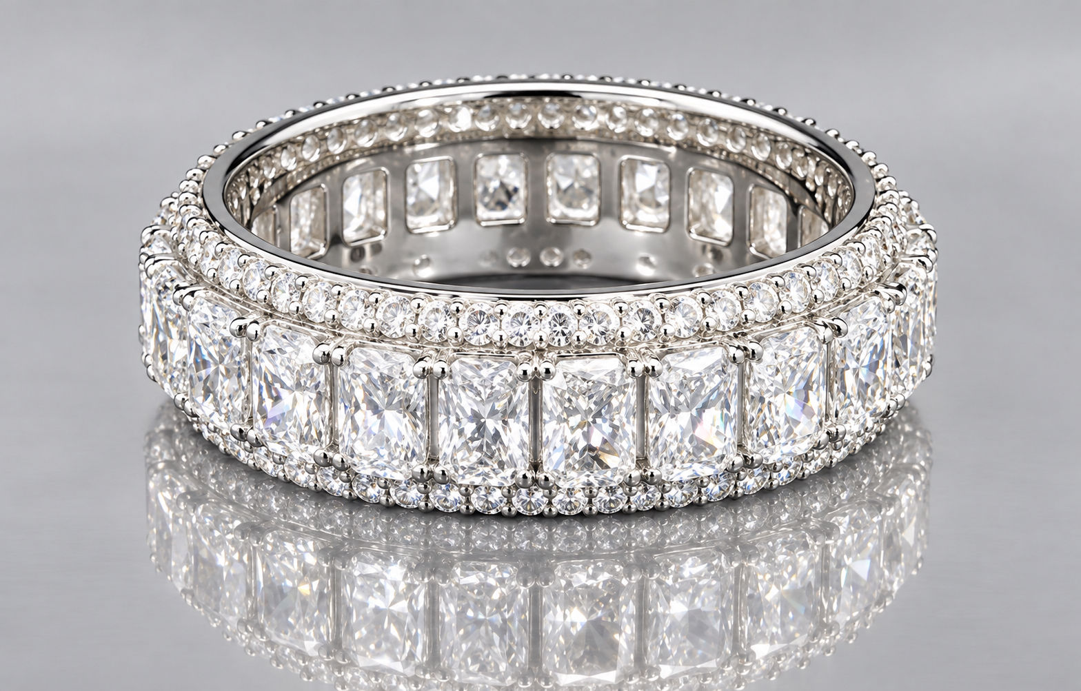 5 carat Radiant Cut Diamond Eternity Band
