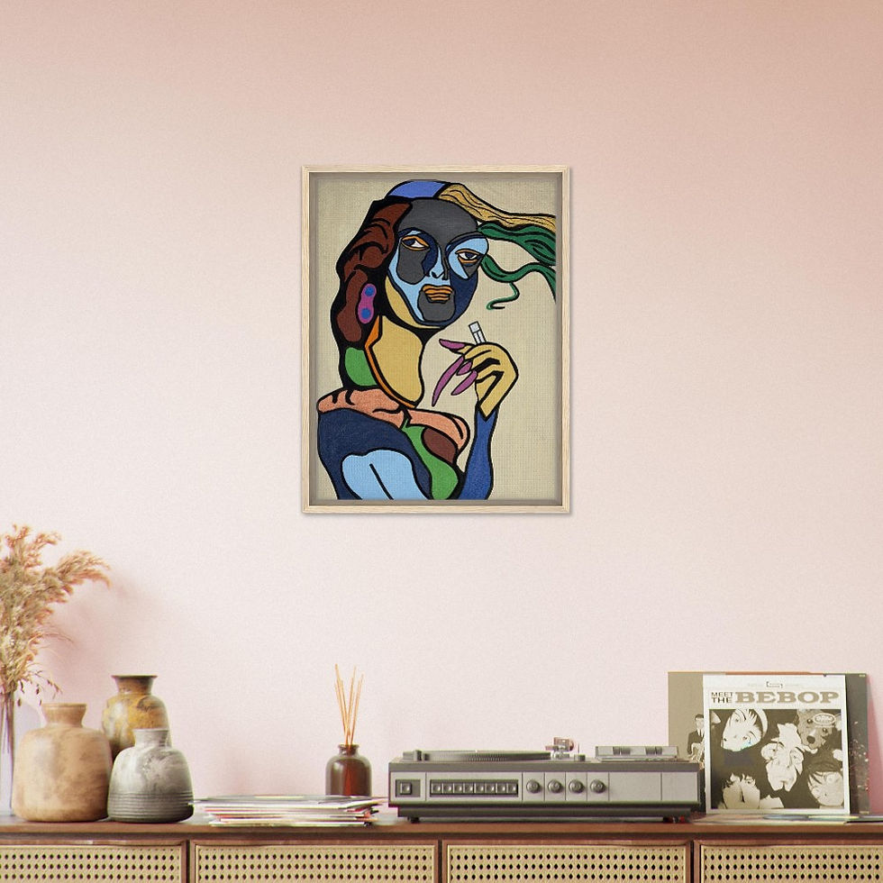 Thumbnail: "Black Magic Woman" Framed Canvas 45x60 cm / 18x24″