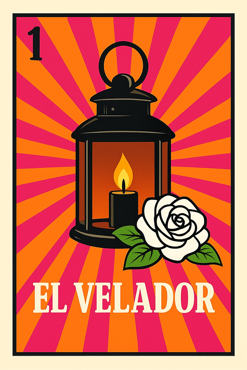 Logo illustration of a lantern with a candle and a white rose