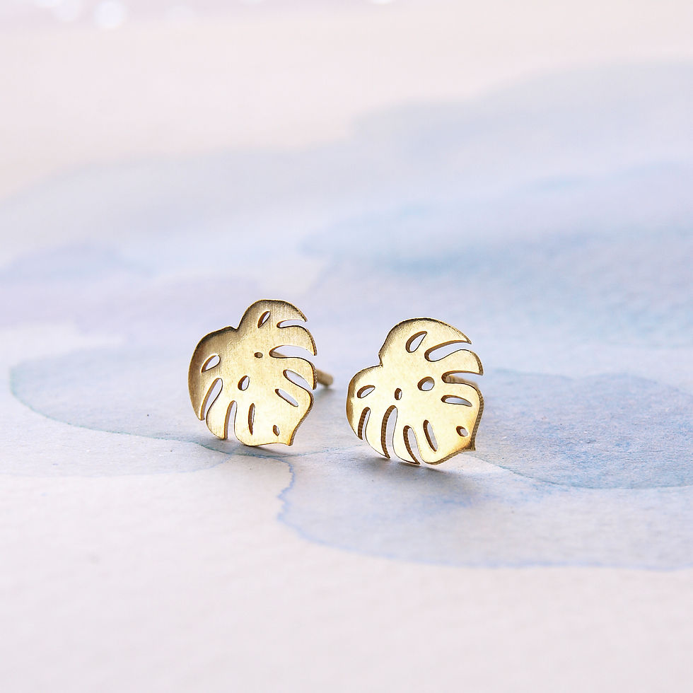 Miniatura: Złote kolczyki monstera 14k