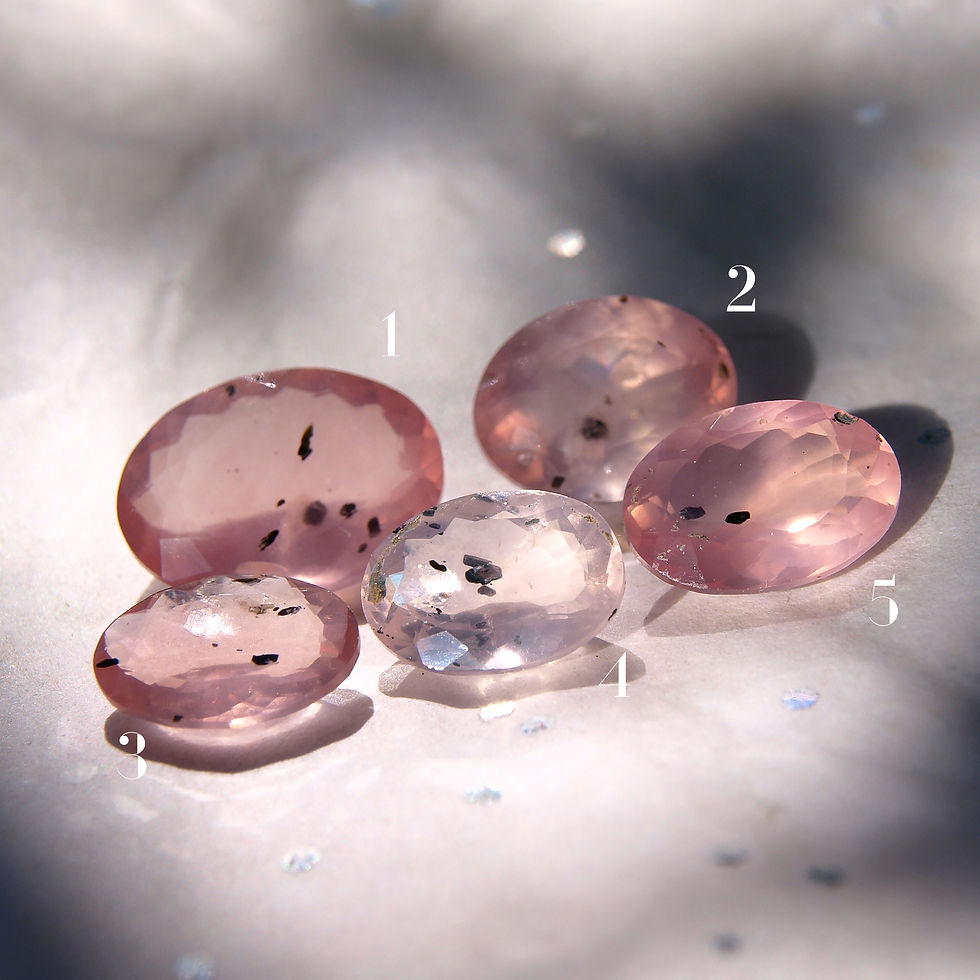 Miniatura: Złoty pierścionek z kwarcem różowym 14k