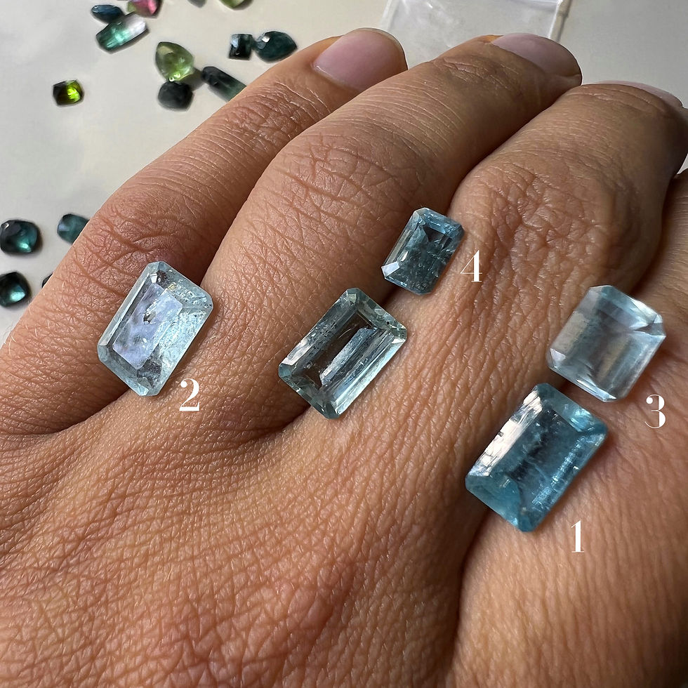 Miniatura: Złoty pierścionek z akwamarynem 14k