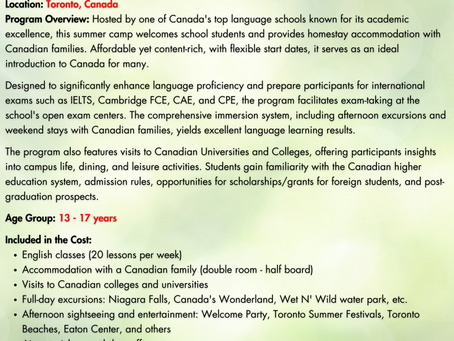 Join our exclusive Summer Programs 2025 in Canada!