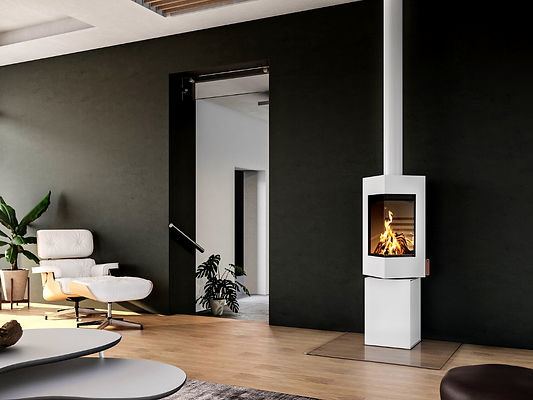 Rais Q Be stand alone stove in white