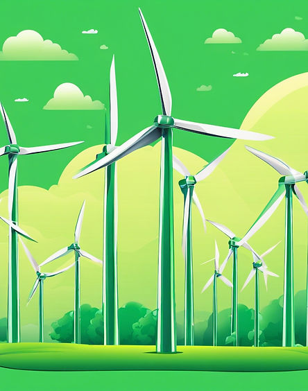 Green wind turbine represent emission free electricity generation