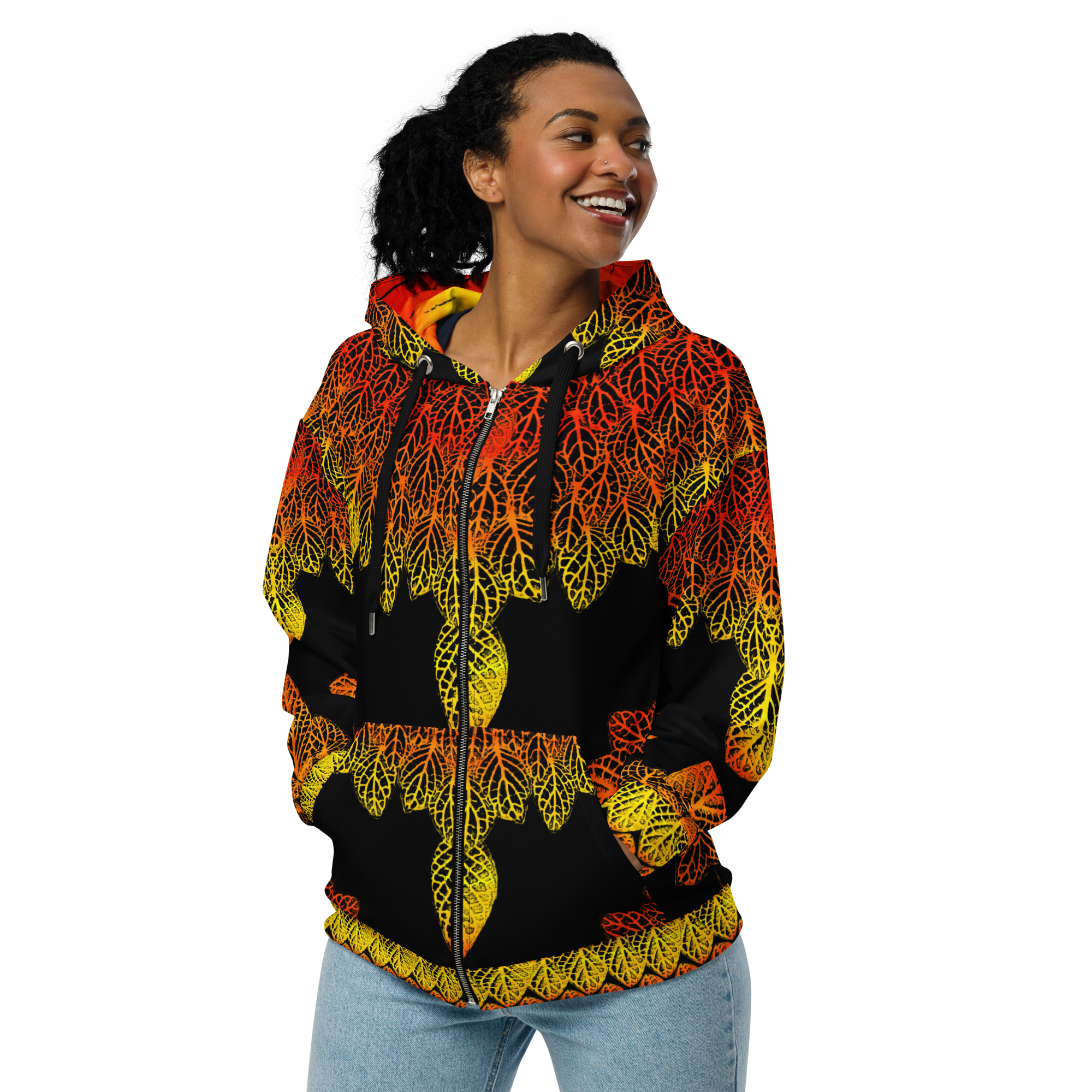 Sun Nerve Plant Zip Up Hoodie