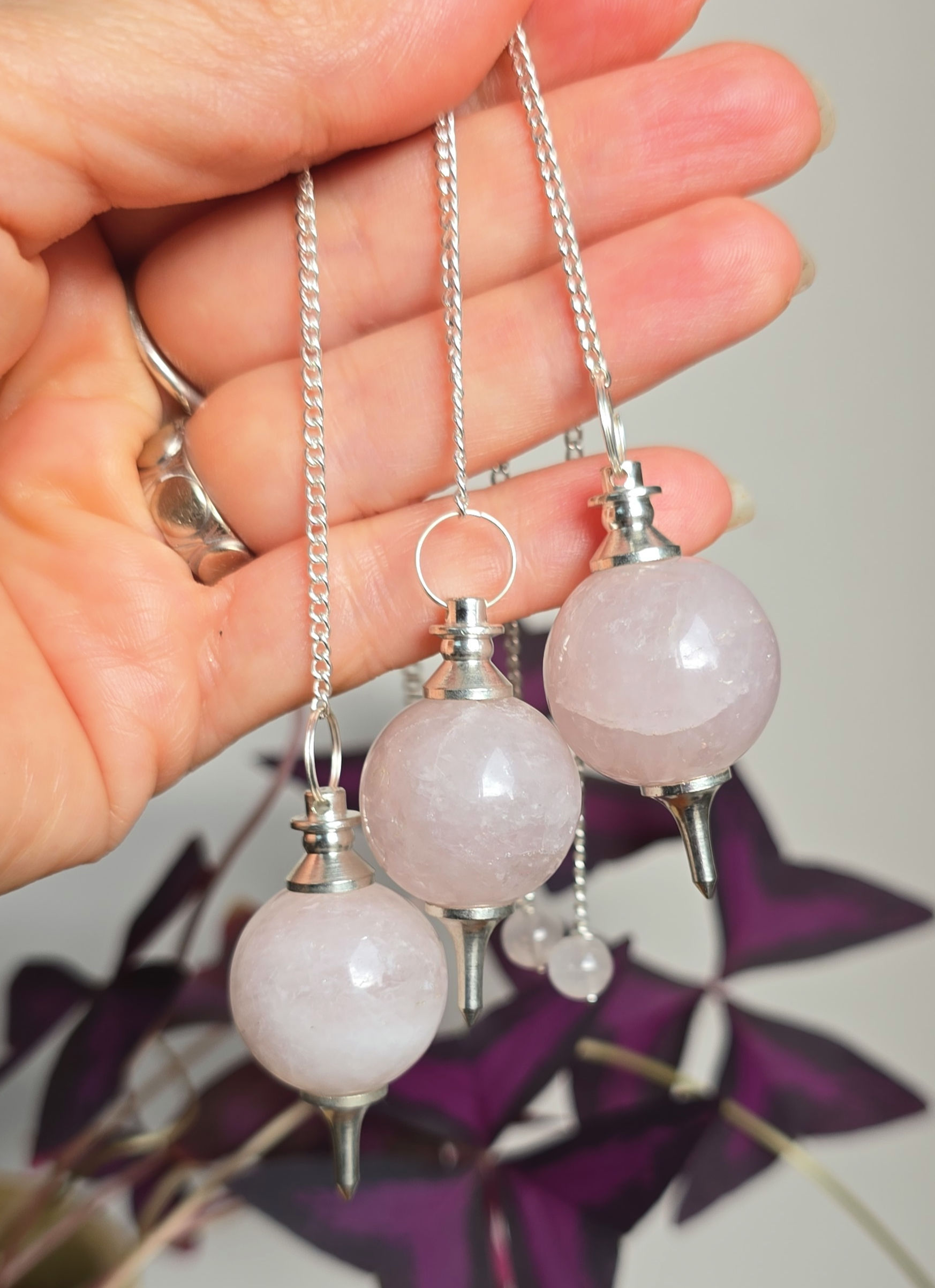 Rose Quartz Sphere Pendulums 