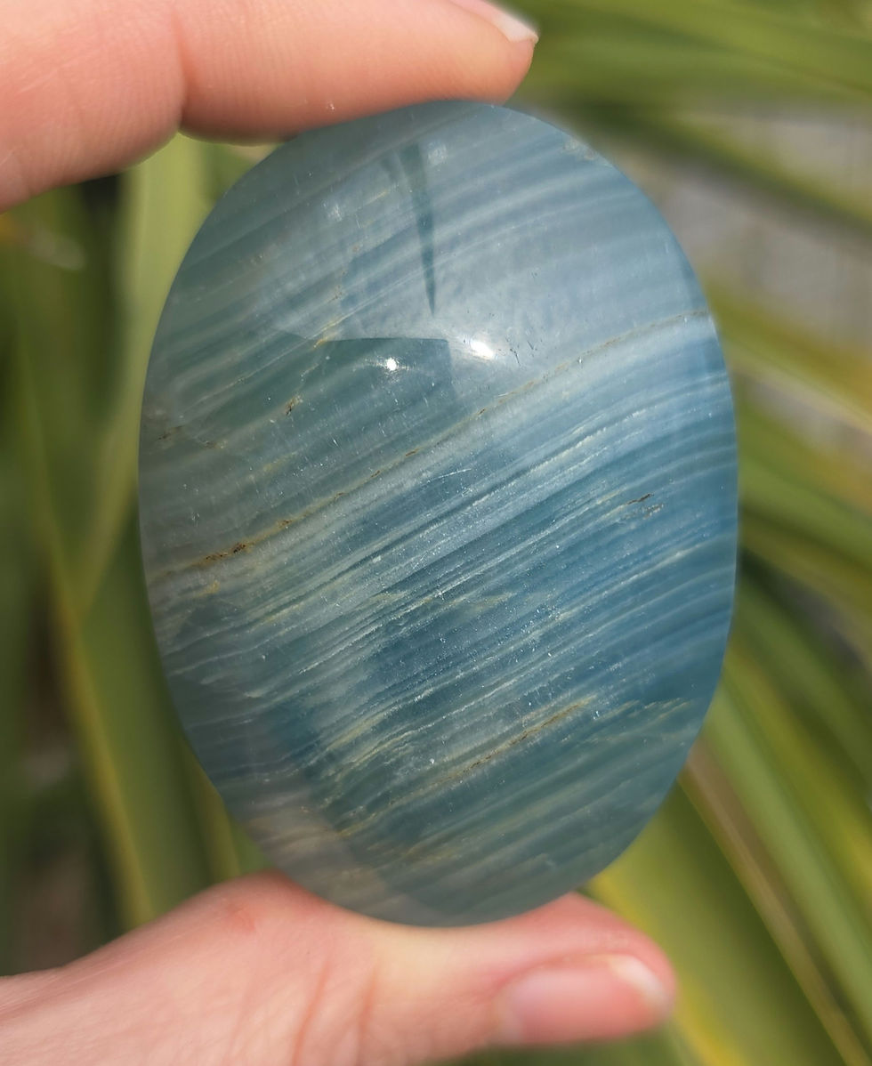 Thumbnail: Blue Onyx/Aquatine Lemurian Palm Stones 25% Off from £7.50