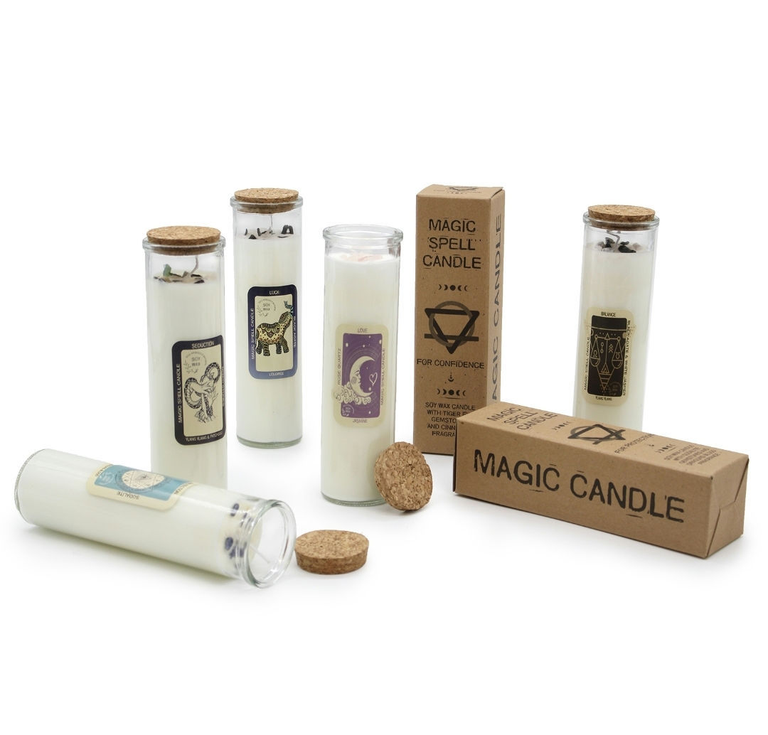 Soy Wax Spell Candles - containing Crystals