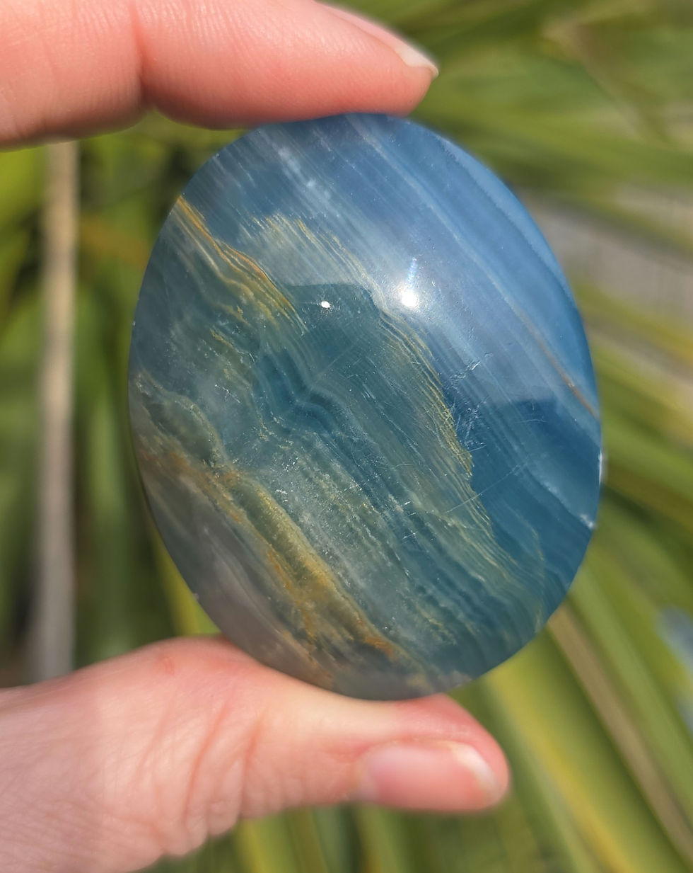 Thumbnail: Blue Onyx/Aquatine Lemurian Palm Stones 25% Off from £7.50
