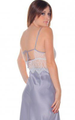 Thumbnail: V6077 Charmeuse Nightgown with Lace
