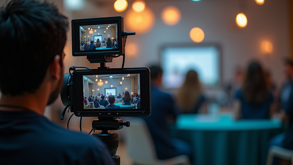Eye-level view of a person preparing for a live streaming event