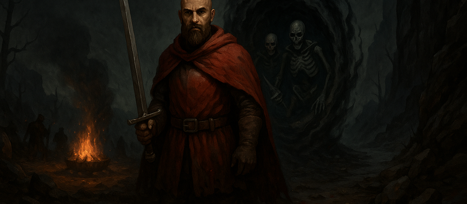 Mr Wiki stands in a dark breach zone as skeletal monsters emerge from a portal behind him, surrounded by charms and fire — OSRS Deadman Mode fantasy scene