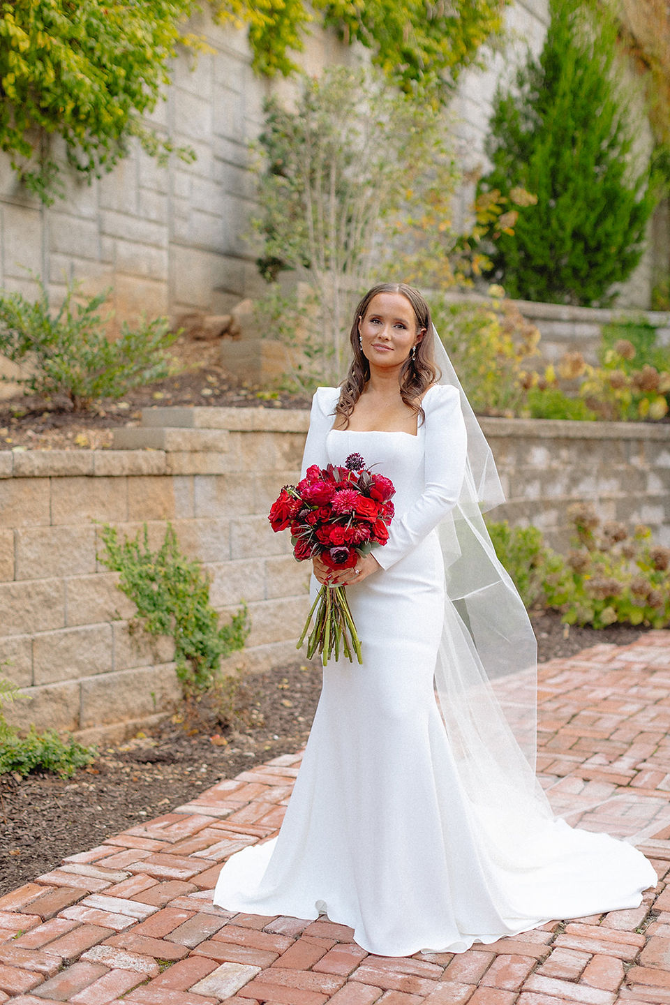 Bride  with beautiful bouquet at Bishop Station Wedding in Midtown 