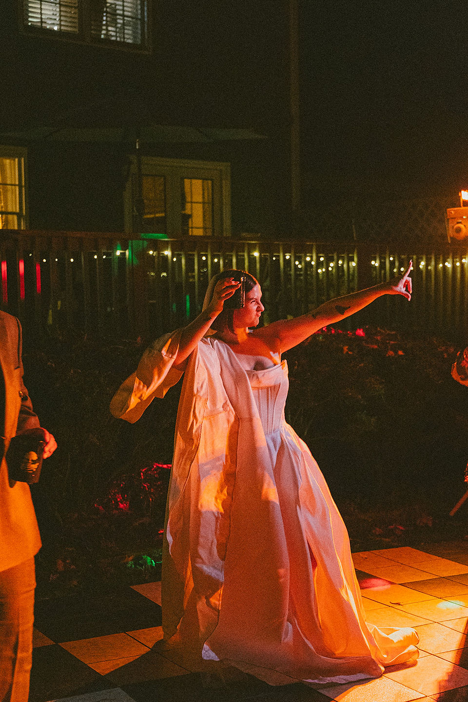 Intimate ,WLW, backyard wedding ,Atlanta, emotional moments, relaxed atmosphere, blend, editorial portraits , documentary-style, storytelling.Two brides ,celebrating ,intimate backyard wedding, candid moments, timeless ,editorial photography, cinematic lighting, editorial portraits, authentic documentary-style moments