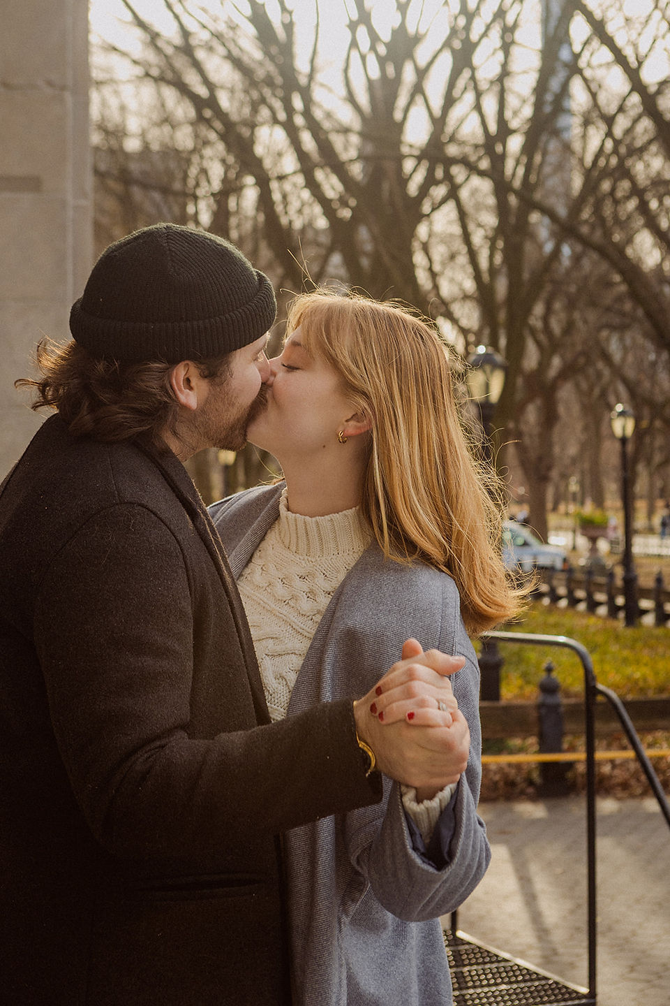 Central Park couples session, NYC engagement photography, New York City couple photographer, early spring Central Park, Bethesda Terrace NYC, Bethesda Fountain couples photos, Le Pain Quotidien Central Park, Broadway dancer couple, cinematic couples photography, editorial engagement photos NYC, romantic Central Park session, natural movement couple portraits, luxury NYC couples photographer, film inspired photography, intimate love story photography, cozy spring NYC aesthetic, hand in hand walking photos, documentary couples session, travel engagement photography NYC