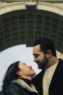 NYC couples photographer, Washington Square Park engagement photography, New York City couple photos, Washington Square Arch engagement photos NYC, winter engagement photography NYC, editorial couples photographer New York, cinematic engagement session NYC, romantic couple photography Washington Square Park, chess table engagement photos NYC, luxury engagement photographer NYC, documentary couples photography New York, playful engagement photos NYC, film wedding photographer NYC, intimate couples session New York City, NYC winter photoshoot couples
