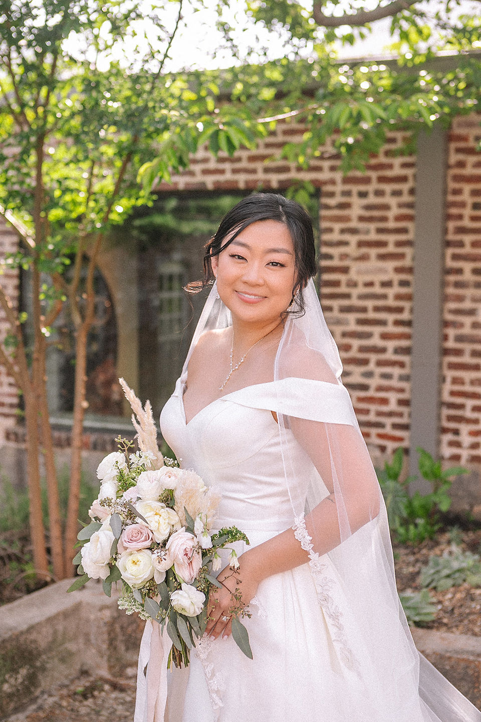 lovely bride in rustic artsy venue